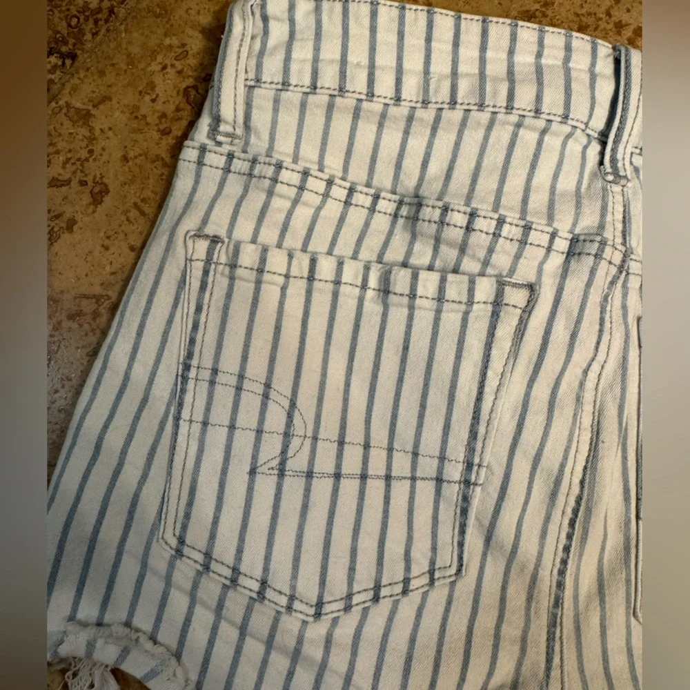American Eagle High Waisted Striped Denim Short Short